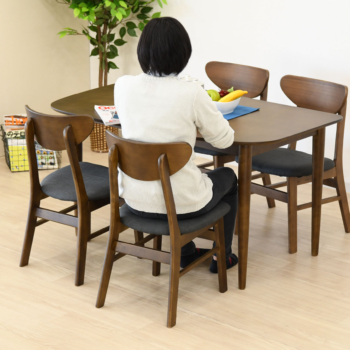 変形テーブル 5点セット ダイニングテーブルセット 変形 4人掛け