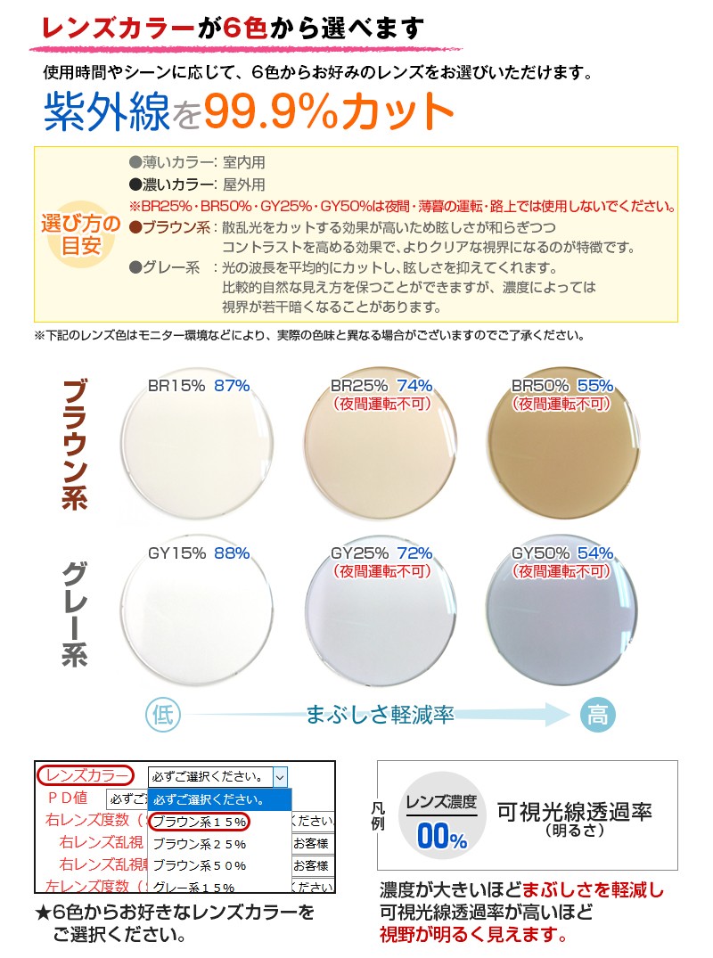 度付きサングラス》【ORIGINAL SUNGLASSES-7691】カラーレンズ