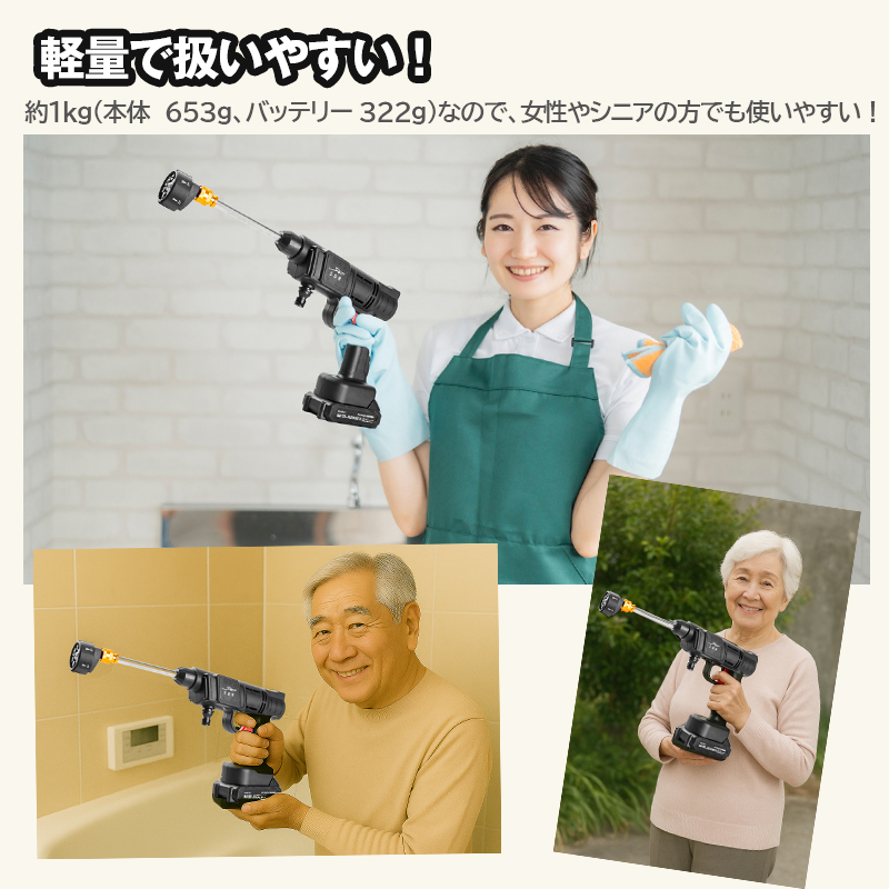新型コードレス式 高圧洗浄機 プラス コードレス 充電式 家庭用 屋外