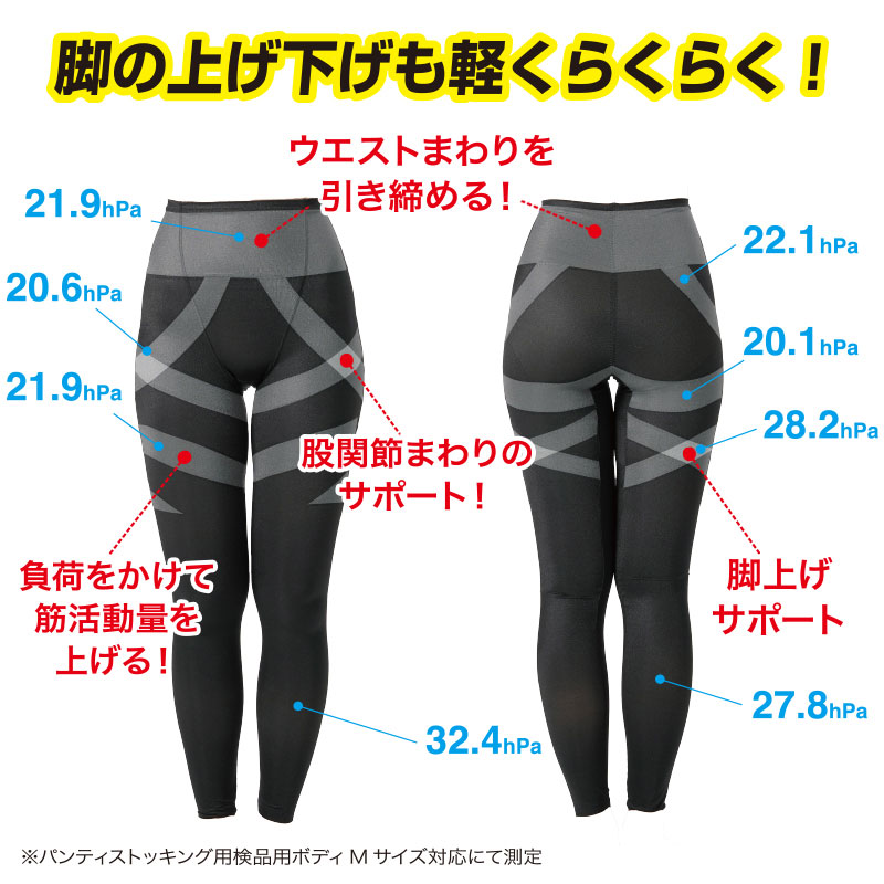 パワー アップ スパッツ トレーニング用 (黒M) 男女兼用 腰の