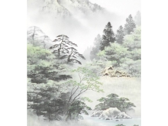 ミニ掛け軸彩色山水