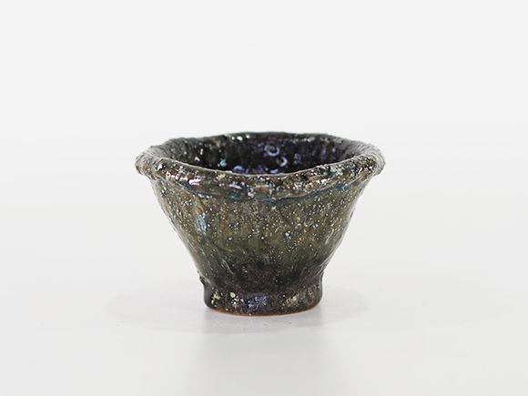 盆栽鉢 山野草鉢 3.5号 青窯変手ひねり 幅10.5cm×高さ7cm