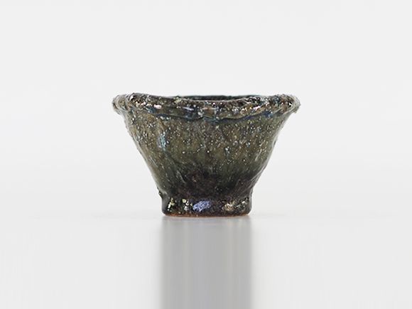 盆栽鉢 山野草鉢 3.5号 青窯変手ひねり 幅10.5cm×高さ7cm