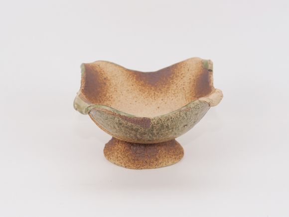 万古焼 茶オリベ 5号 正角台付 幅15cm&times;高さ8cm