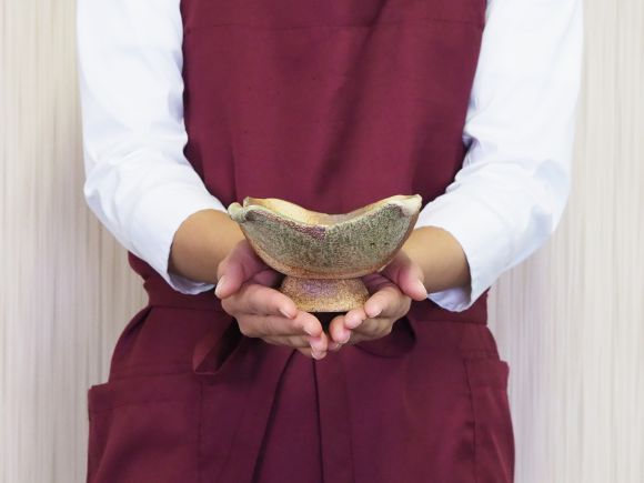 万古焼 茶オリベ 5号 正角台付 幅15cm&times;高さ8cm