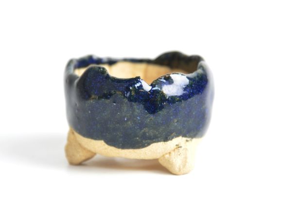 信楽焼 盆栽鉢 青ひねりミニ鉢 盆栽鉢2号信楽焼 幅約5cm×高約4cm ミニ