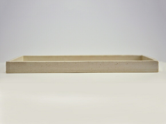 白 長角手造り水石 8号 幅約24cm&times;奥行約18cm&times;高さ約2～3cm