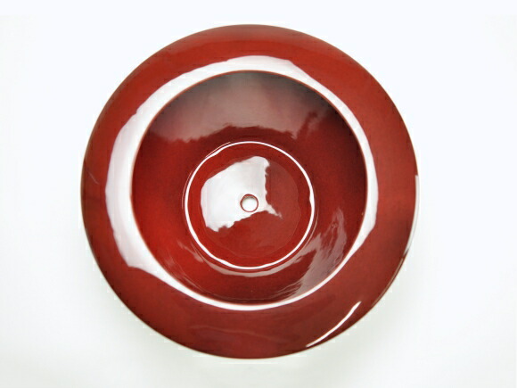  Asuka new red L hole equipped [ saucer attaching ] width 29cm( inside size 20cm)× height 11cm/ bottom width 13cm( inside size 11cm)