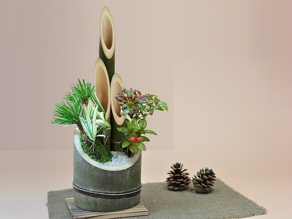 ミニ門松 寄せ植え お正月飾り 盆栽職人仕立ての門松新年 開運 天然