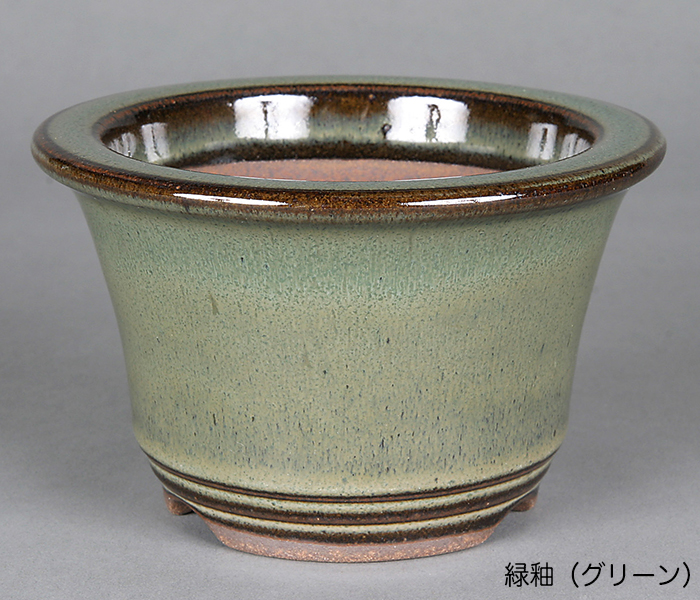 盆栽鉢 小石原焼3.5号深外縁丸鉢 山草鉢 植木鉢 口径11cm 小品盆栽