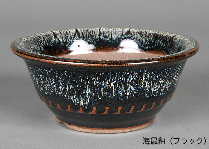 盆栽鉢 小石原焼4号胴縄丸鉢 山草鉢 植木鉢 口径12cm 小品盆栽 ミニ