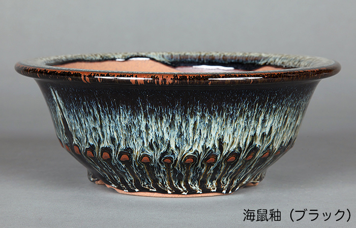 盆栽鉢 小石原焼6号胴縄丸鉢 山草鉢 植木鉢 口径18cm 中品盆栽 貴風