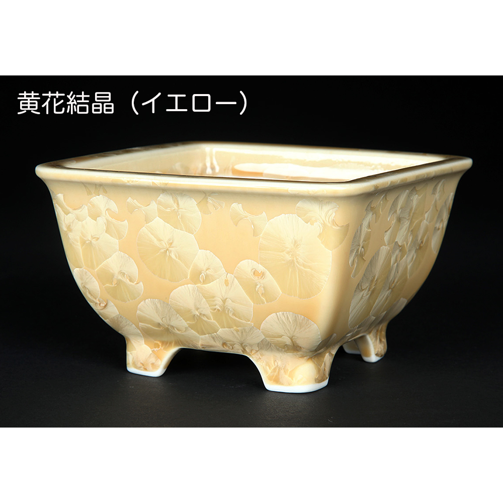 ☆ 平安三楽 清水焼 舟型鉢 盆栽鉢 京焼 清水焼 平安泉山正方鉢3.5号 小品盆栽 ミニ盆栽 鉢 陶あん