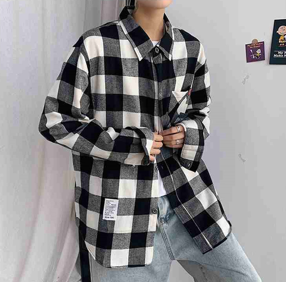 高品質の激安 メンズ シャツ カジュアル 大きめサイズ チェックシャツ 長袖 服&ファッション小物