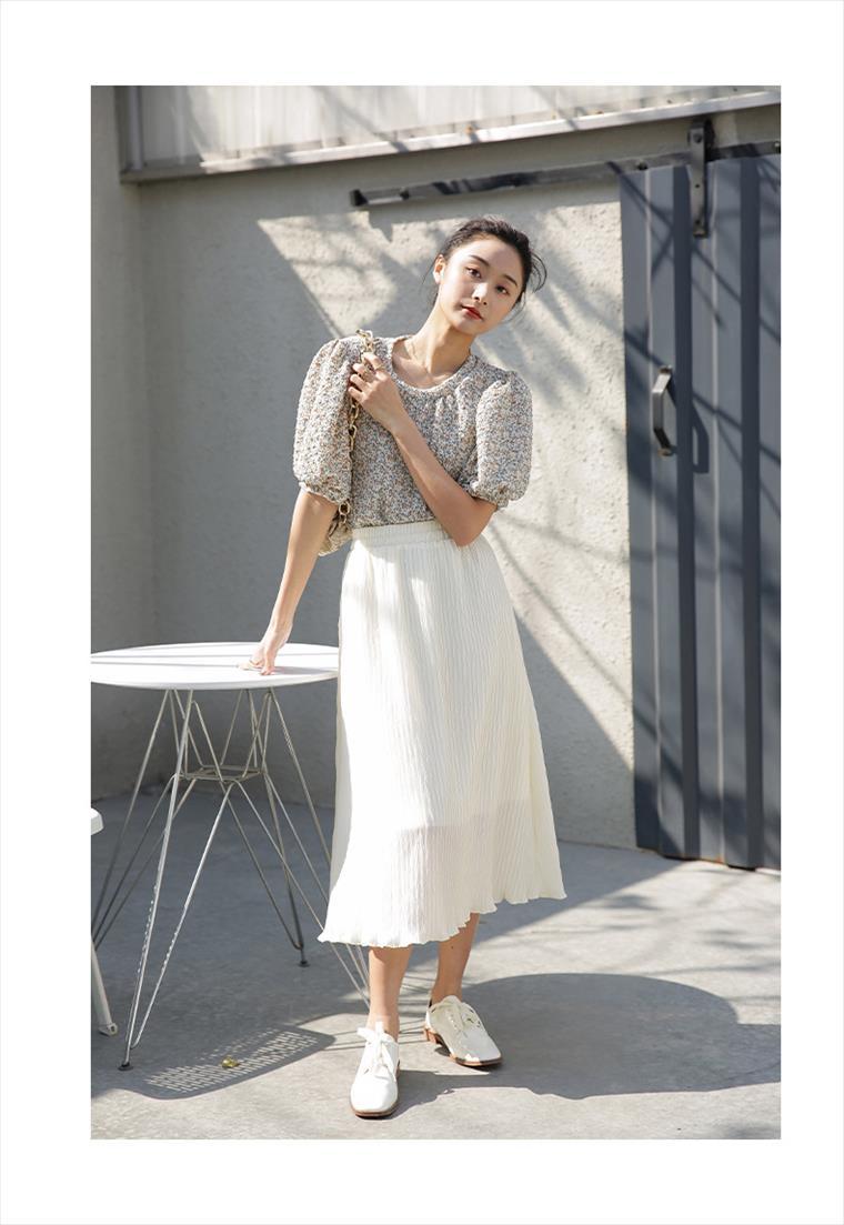 トップス ブラウス 半袖 パフ袖 パフスリーブ ボリューム袖 総柄 花柄