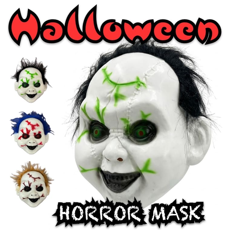 ハロウィン マスク 恐怖 ピエロ ホラー 仮面 お化け リアルヘアー付き