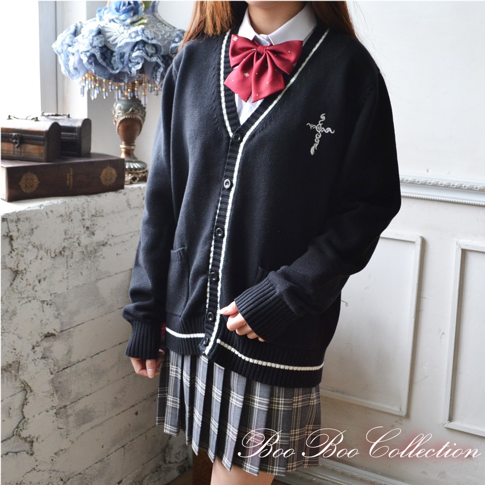 スクールカーディガン 正統派 制服 女子高生 通学 学生 中学 黒 スクールカーディガン 正統派 制服 女子高生 通学 学生 中学 黒