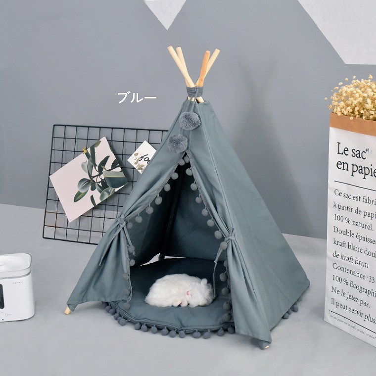 グレー　ペットハウス おしゃれ　ティピーテント ハンモック式 犬 猫 05 ペットハウス 犬 テント ティピーテント ペット用 猫 ペット