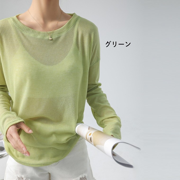 tシャツ シアークルーネックロンT レディース クルーネックロンT / crew neck longT シアートップス 透け感