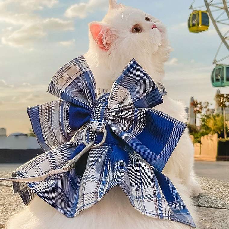 ハーネス リード 猫用胴輪 犬用胴輪 セーラー服 かわいい チェック柄