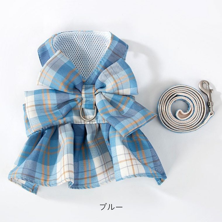 ハーネス リード 猫用胴輪 犬用胴輪 セーラー服 かわいい チェック柄
