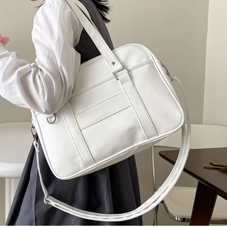PUレザー スクールバッグ 女子高生 制服 バッグ スクバ ボストンバッグ