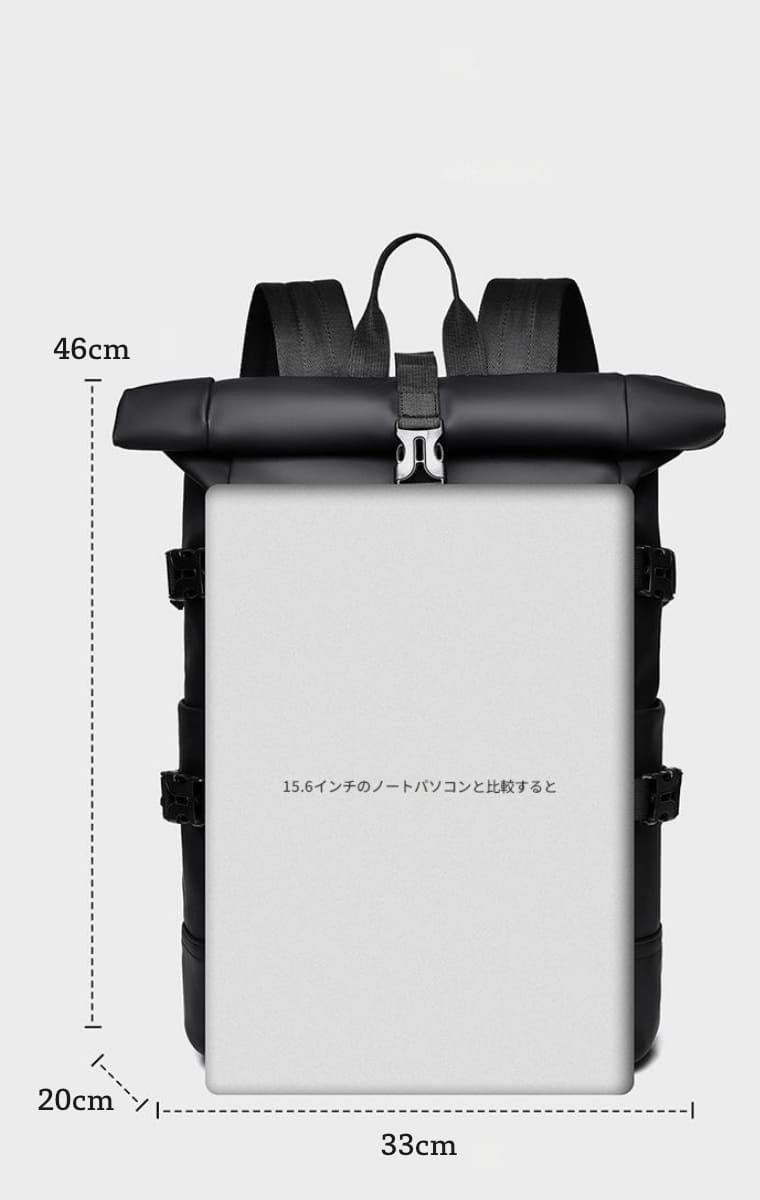 ロールトップ リュック バックパック 大容量 15インチ PC収納 防水 撥