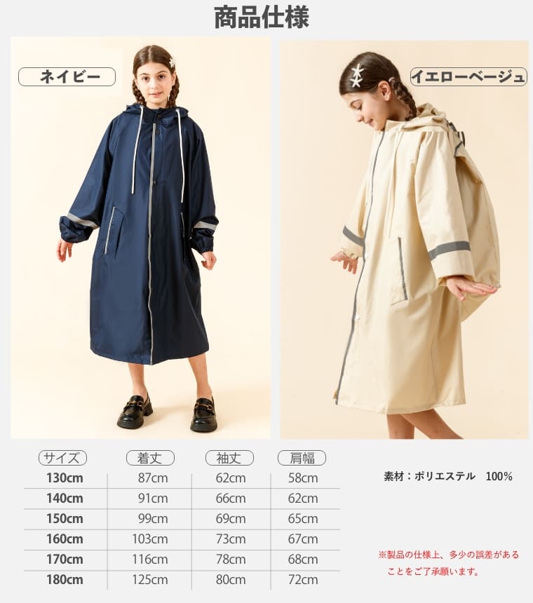 レインコート キッズ ジュニア ランドセル対応 リュック対応 厚手 丈夫