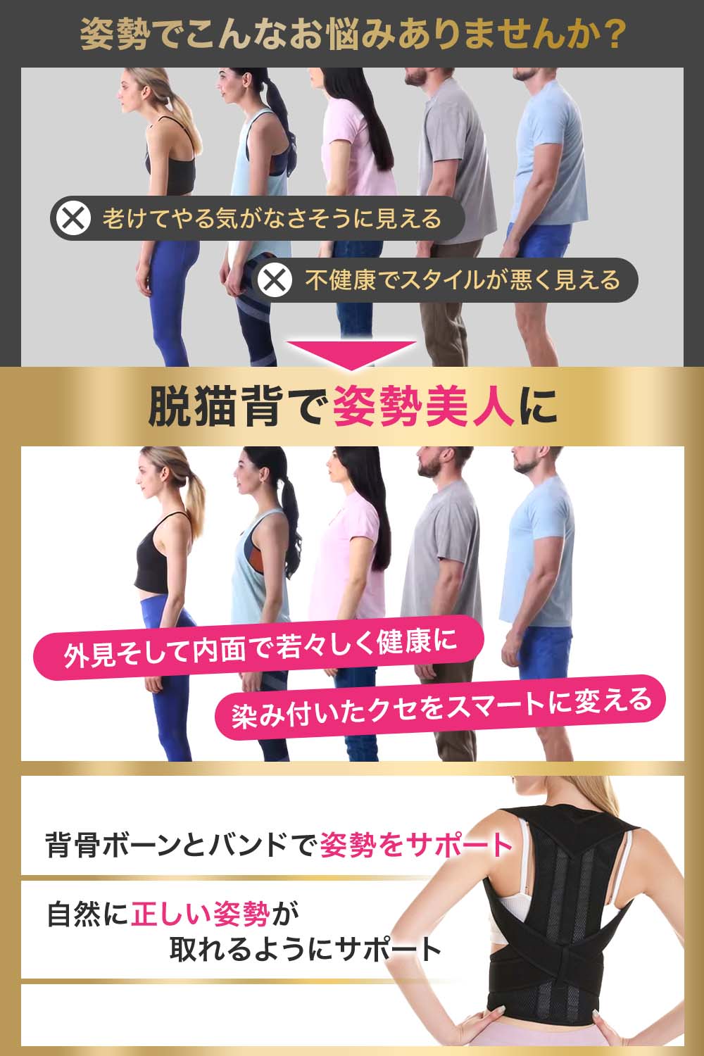 姿勢サポーター 猫背ベルト 猫背サポーター 姿勢矯正 姿勢ベルト 猫背