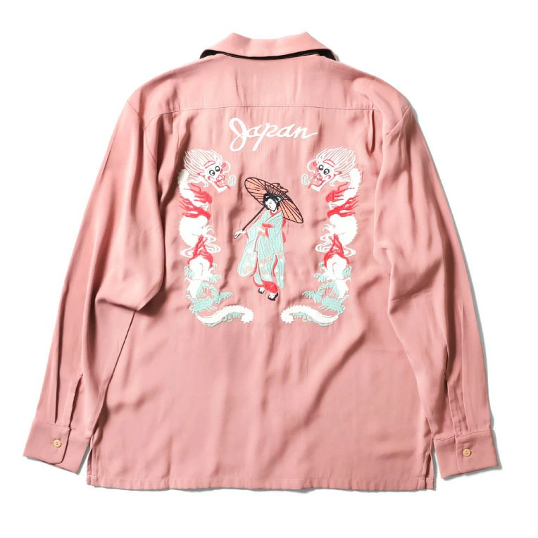 HOUSTON ボーリングシャツ 日本地図 舞妓 スカシャツ 和柄 ヒューストン HOUSTON ボーリングシャツ 日本地図 舞妓 スカシャツ 和柄