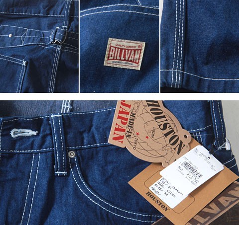 BILLVAN ハーフジーンズ　32 濃紺　日本製 HOUSTON HOUSTON×BILLVAN 日本製 ワーキング・デニムショート