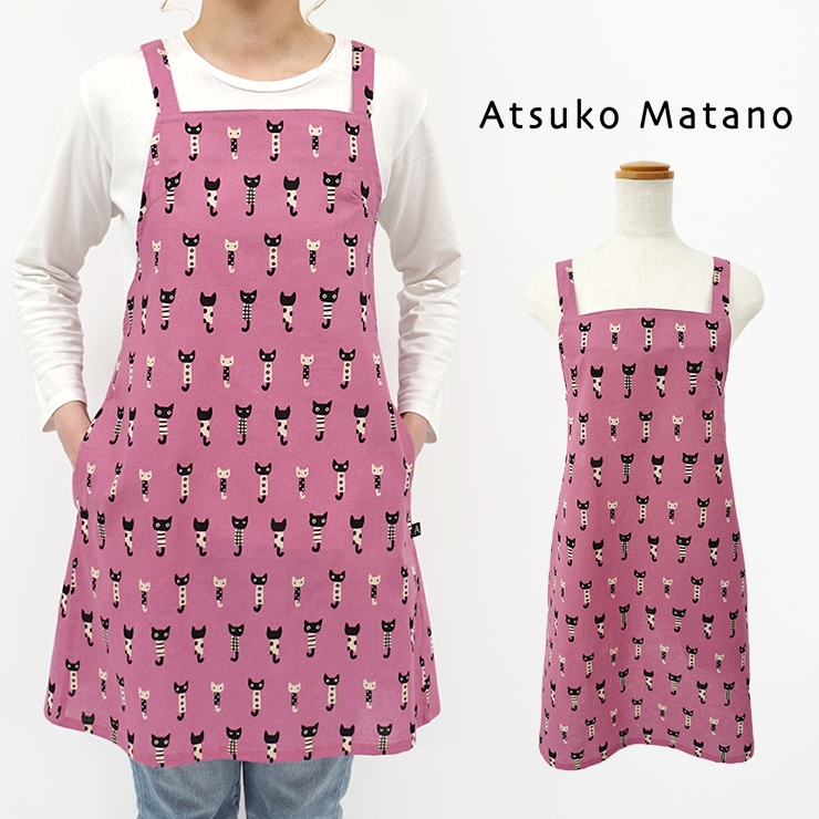 新品★マタノアツコ★エプロン ワンピース★お散歩★ベージュ★刺繍★ねこ★シンプル 楽天市場】〈SALE〉【Atsuko Matano】 アツコ マタノお散歩 背