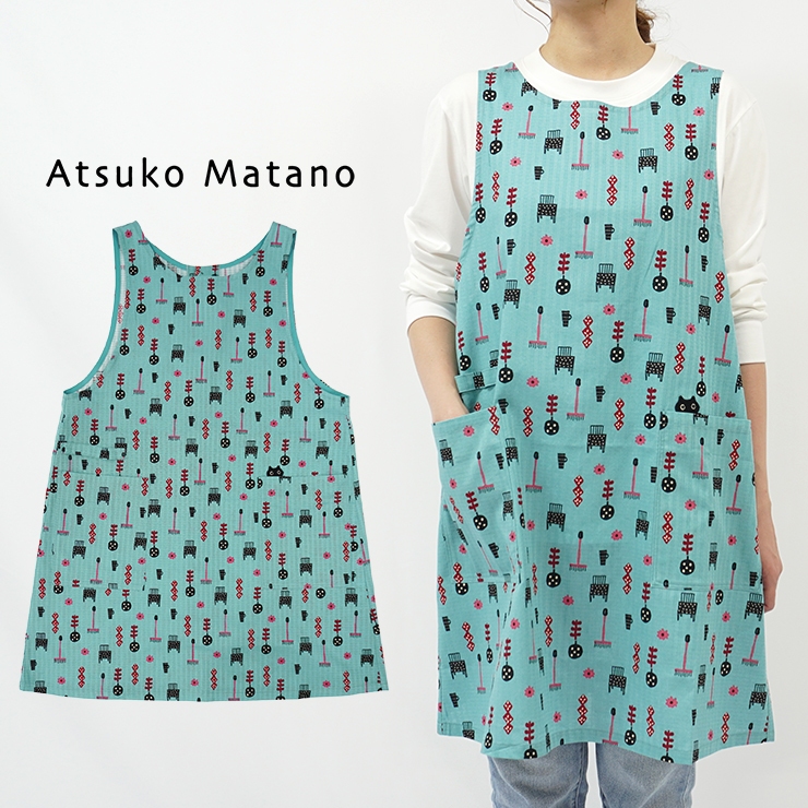 マタノアツコ エプロン チュニックエプロン ブランド雑貨 百貨店ブランド Atsuko Matano またのあつこ 日本製 猫 アツコマタノ  レディース かぶるだけ