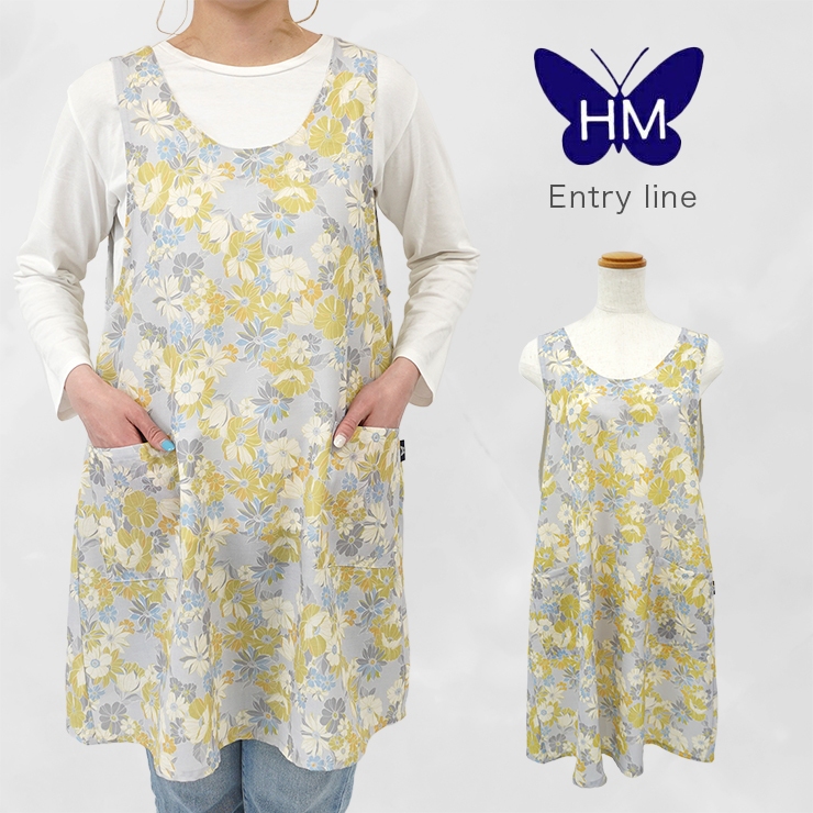 森英恵 ワンピース ハナエモリ ワンピース HANAE MORI ワンピース HANAE MORI エプロン ハナエ モリ ワンピース おしゃれ 花柄 綿