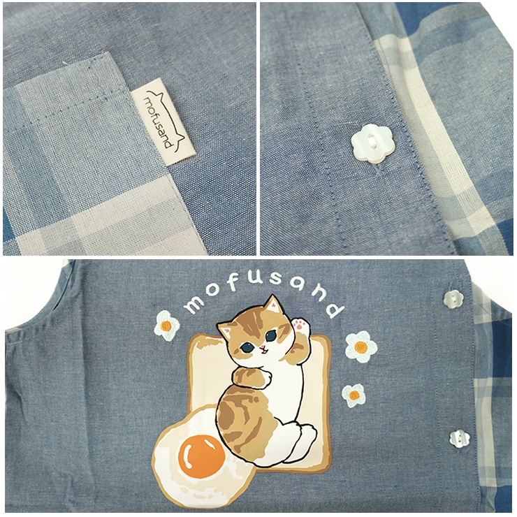 新品未使用❣️mof manul 猫イラスト チュニック 半袖 Fレア商品❣️ mof manul 20/-OE度詰め天竺 マヌルネコ＆ロゴプリント BIG