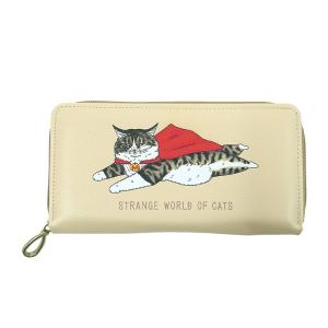 長財布 猫 日本製 レディース メンズ 大容量 カード 小銭入れ 世にも不思議な猫世界