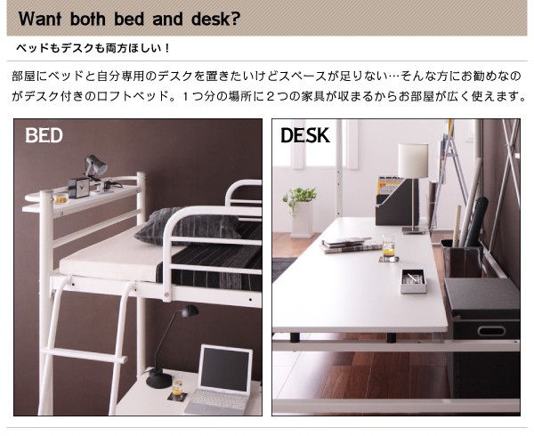 ロフトベッド デスク コンセント 宮棚 ストレイン フレームのみ デスク