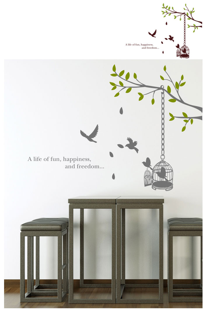 ウォールステッカー ナチュラル シール Happy Amp Tree Bird 高額売筋