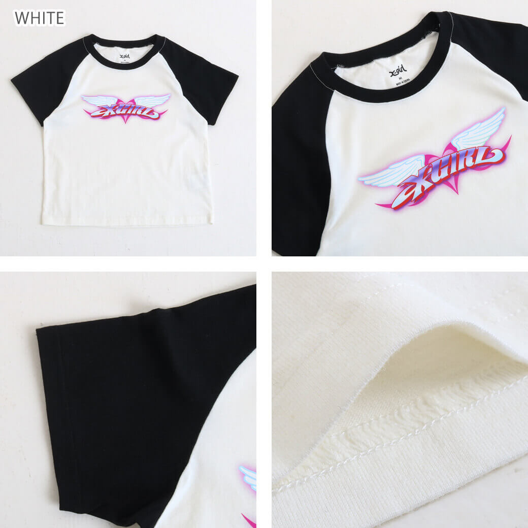 X-girl エックスガール ラグランスリーブベビーTシャツ WINGS