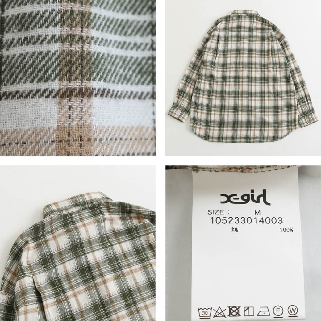 X-girl エックスガール FACE FLANNEL SHIRT レディース ストリート