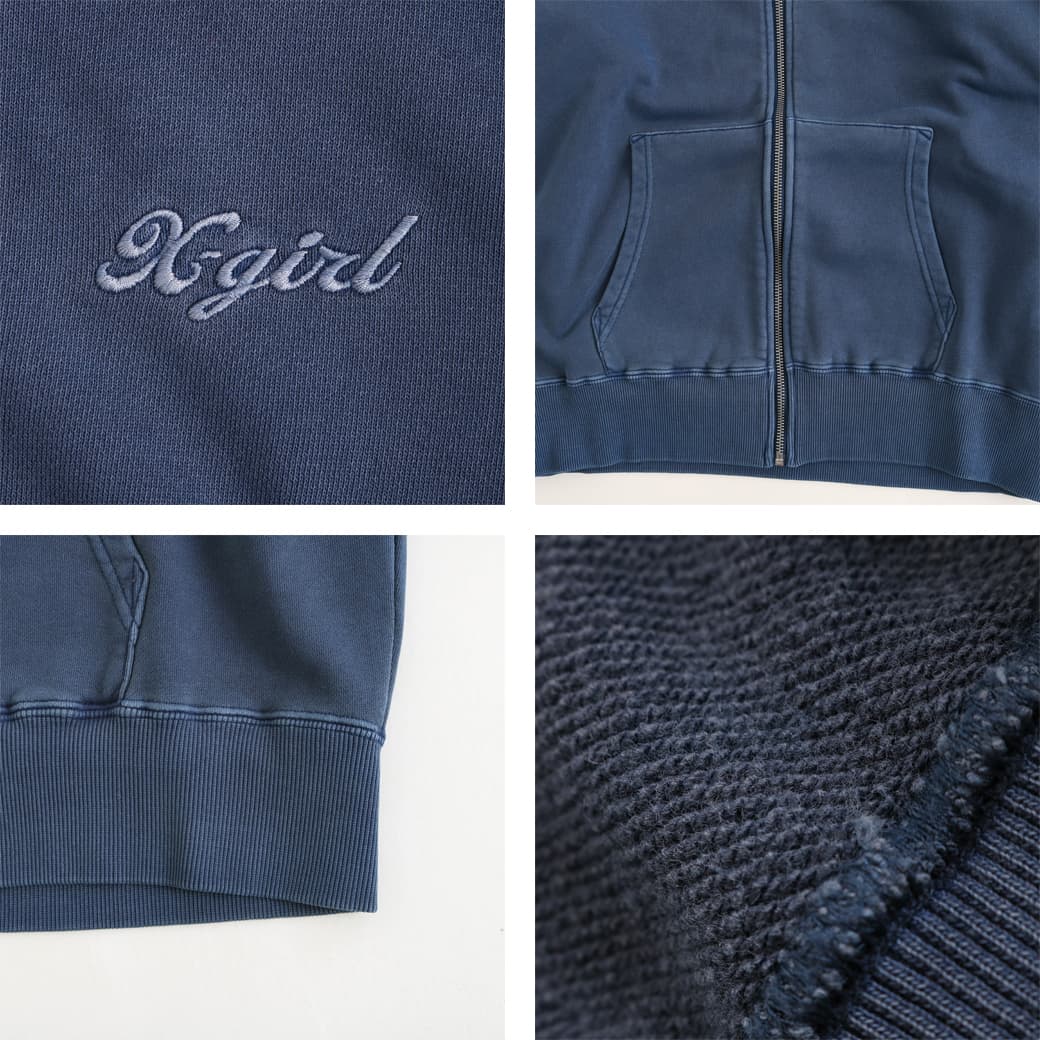 X-girl FACE PIGMENT DYED ZIP UP SWEAT HOODIE エックスガール