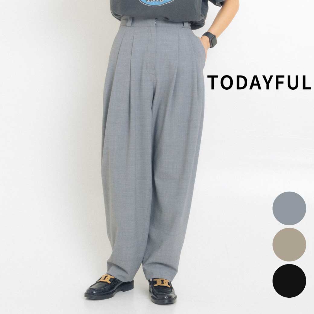 TODAYFUL トゥデイフル Highwaist Tuck Trousers ハイウエスト タック トラウザーズ パンツ ボトムス レディース  テーパード カジュアル シンプル 送料無料 : 12310726 : BORNFREE E-SHOP - 通販 - Yahoo!ショッピング