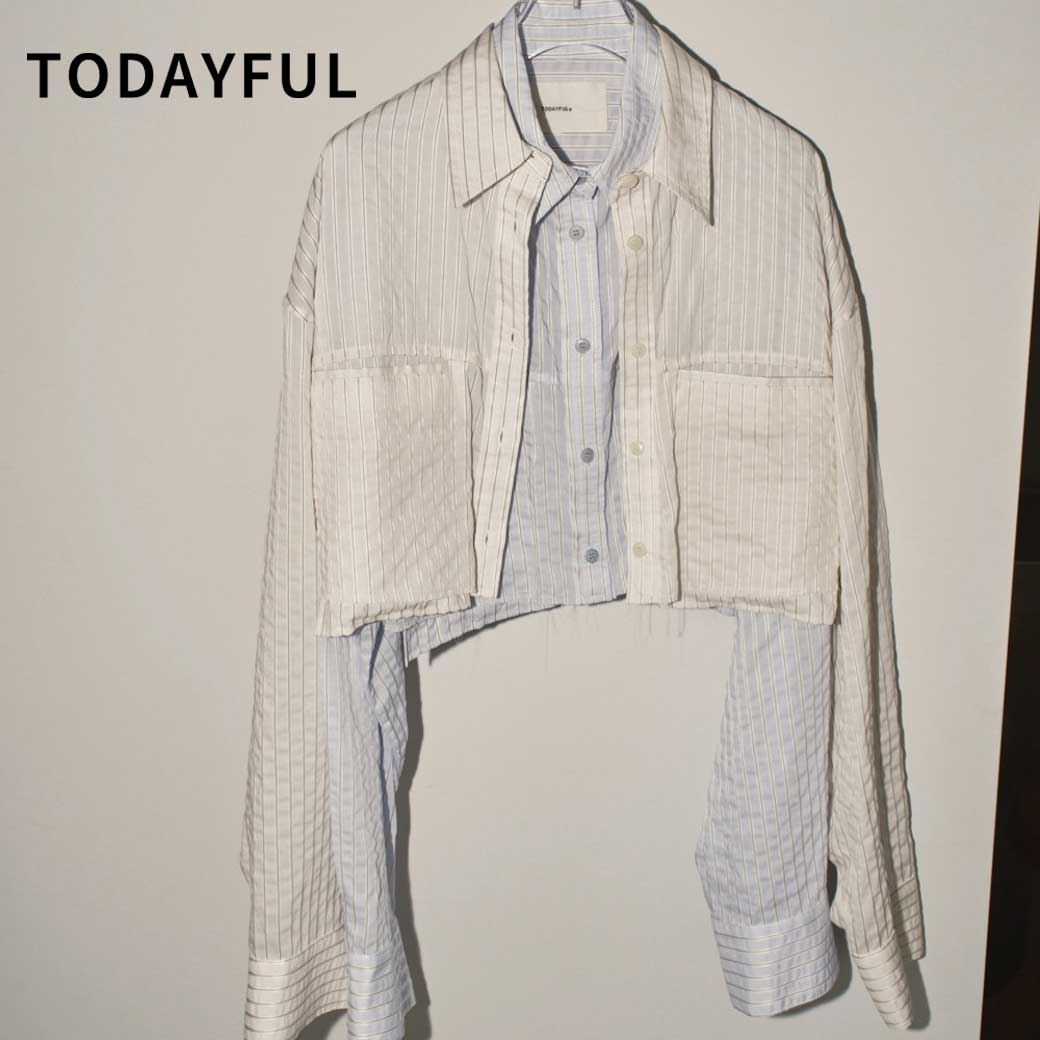 即納 TODAYFUL トゥデイフル Stripe Short Shirts ストライプ ショート トップス シャツ 長袖 レディース 2024ss  12410420 送料無料 LIFE's ライフズ