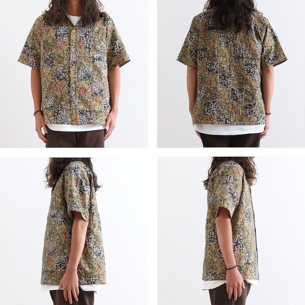 ✨良品✨【JOHN BULL】メンズ/半袖シャツ（L）イエロー系/派手柄/薄手 Johnbull ジョンブル パターンオープンカラーシャツ 13613