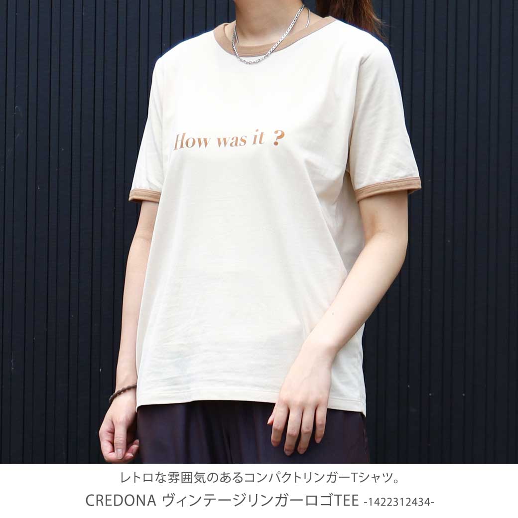 クレドナ　CREDONA　VintageリンガーロゴTee　1422312434　レディース　トップス　半袖　Tシャツ　ロゴ　2022年　春夏