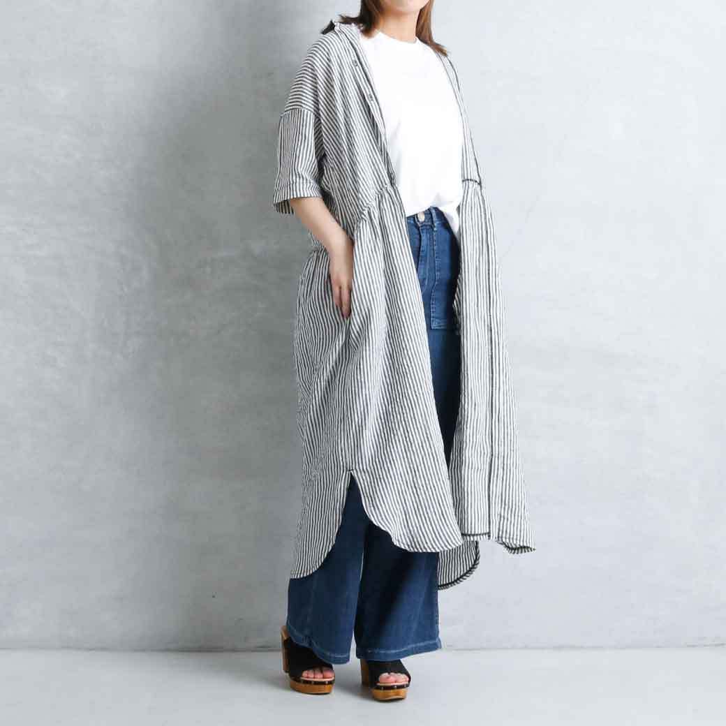 コロニー a+koloni リネンストライプシャツワンピース Linen striped shirt one piece 21122000 レディース  半袖 シャツ 春夏 リネン ワンピース : 21122000 : BORNFREE E-SHOP - 通販 - Yahoo!ショッピング