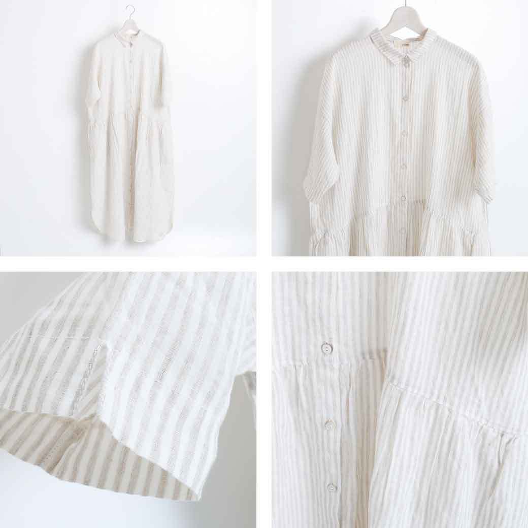 コロニー a+koloni リネンストライプシャツワンピース Linen striped shirt one piece 21122000 レディース  半袖 シャツ 春夏 リネン ワンピース : 21122000 : BORNFREE E-SHOP - 通販 - Yahoo!ショッピング