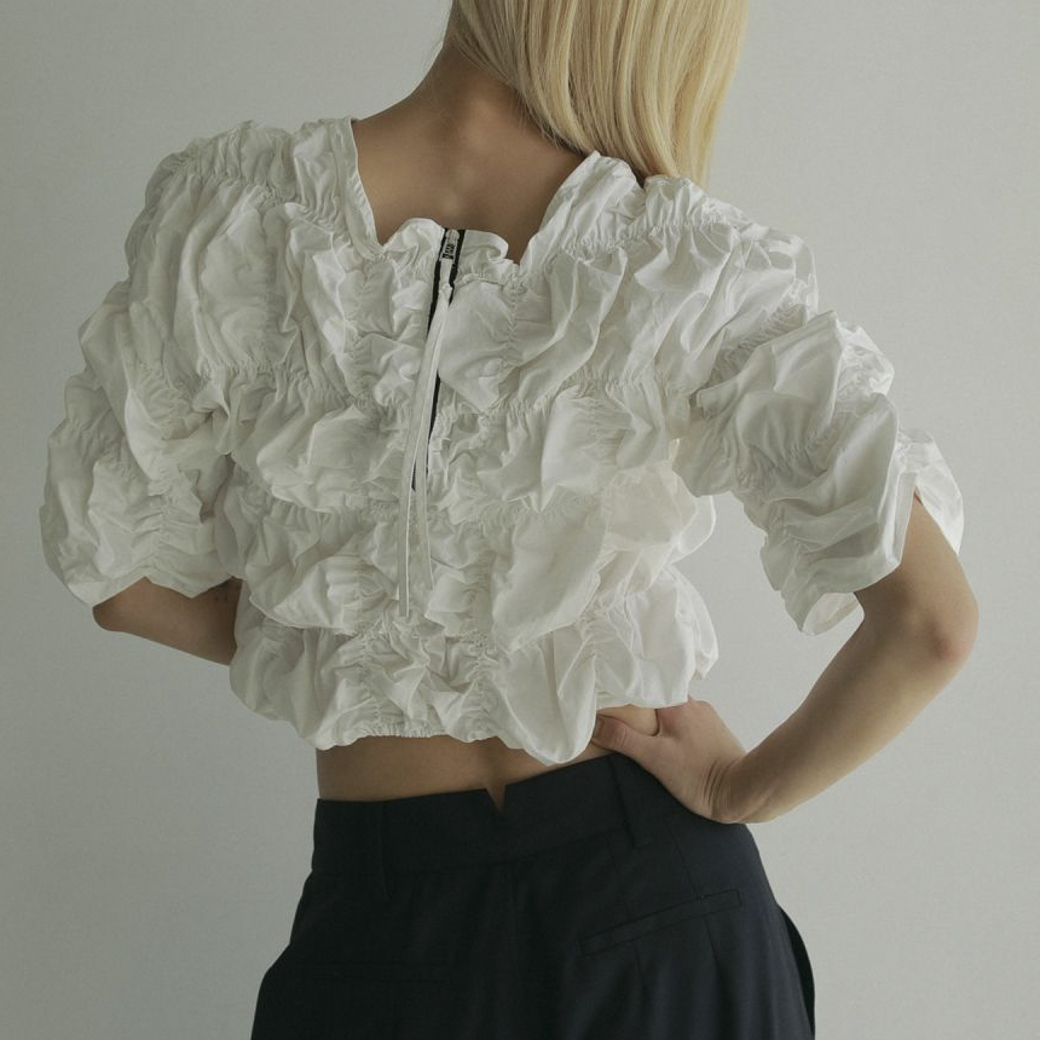 anuke Typewriter Shirring Tops ホワイト新品未使用