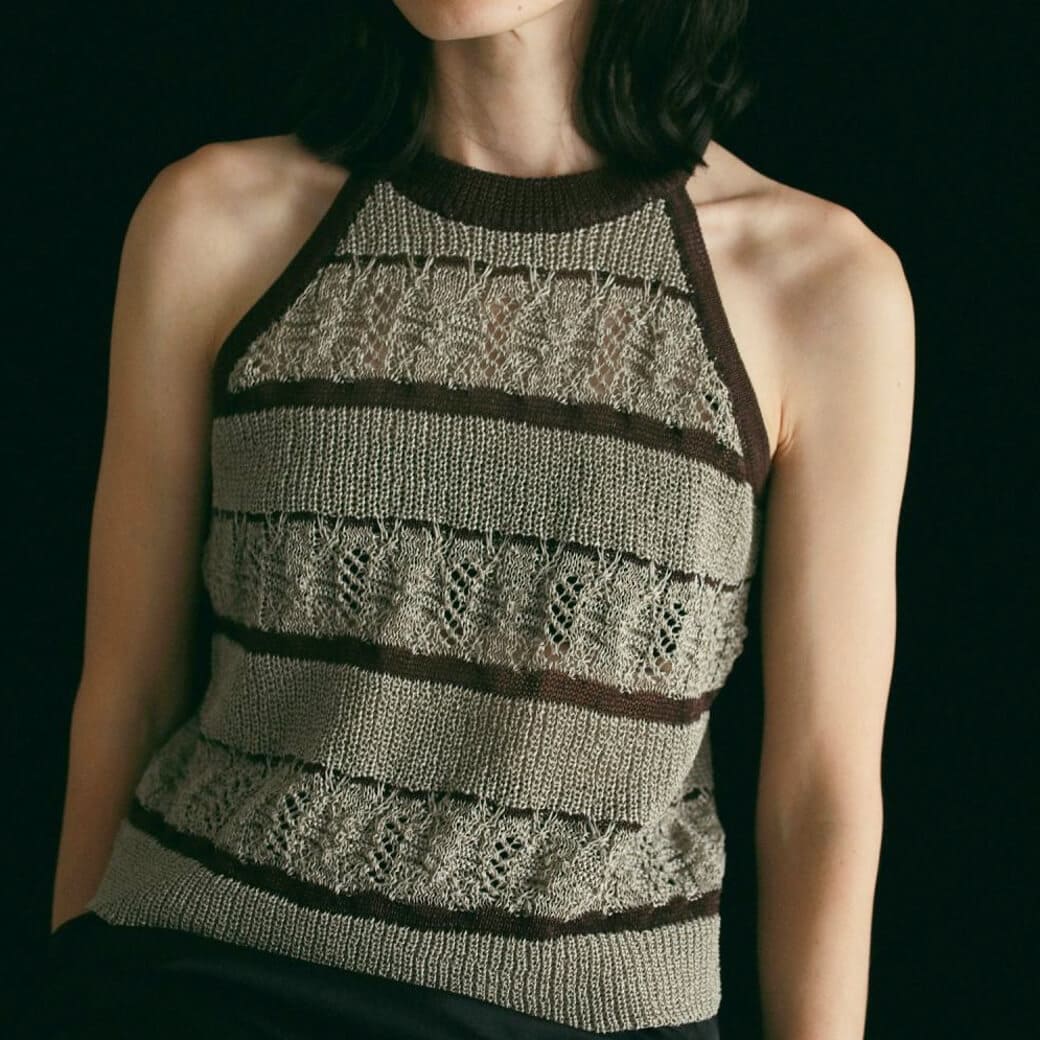anuke　Border Rib Tank ボーダーリブタンク　グレーブルー ànuke online store（アンヌーク） / Border Rib TankBorder Rib
