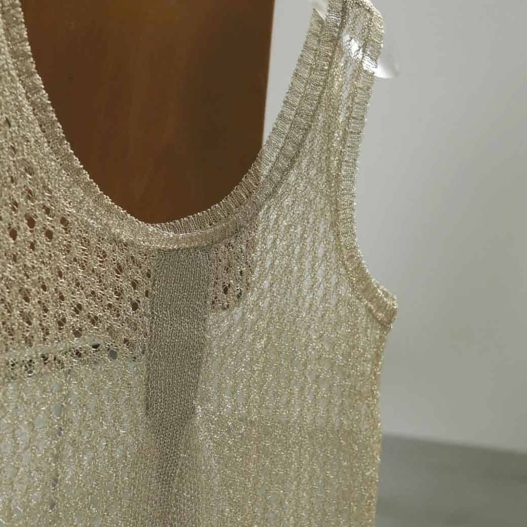anuke アンヌーク*Paperyarn Knit Tanktop anuke アンヌーク メタリック ニット タンクトップ Metallic
